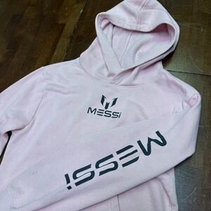 Messi Collection Hoodie Kids Size M 10/12‎ Pink Graphic Logo Fleece Pullover